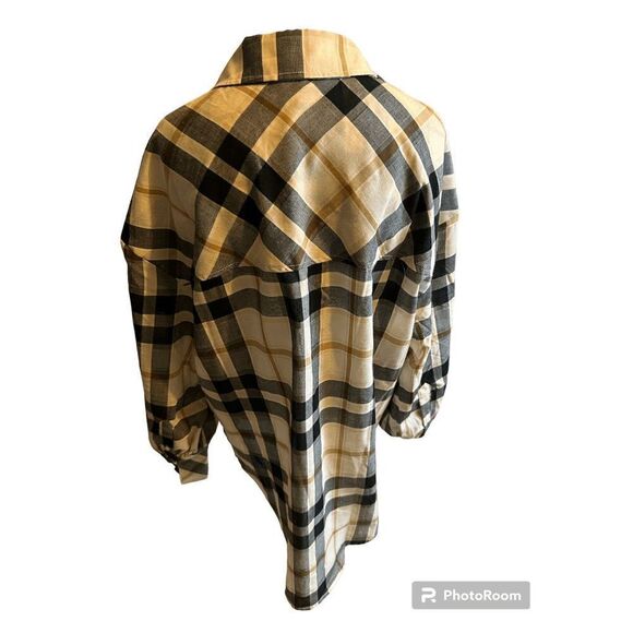 Sanctuary Women's Shirt Button Down Plaid Pocket Accent Sz S Loose Fit NWT - Picture 2 of 7